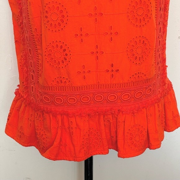 Crown & Ivy Blouse Crochet Ruffle Boho Frayed Rodeo Size PM Petite Medium - Picture 5 of 12